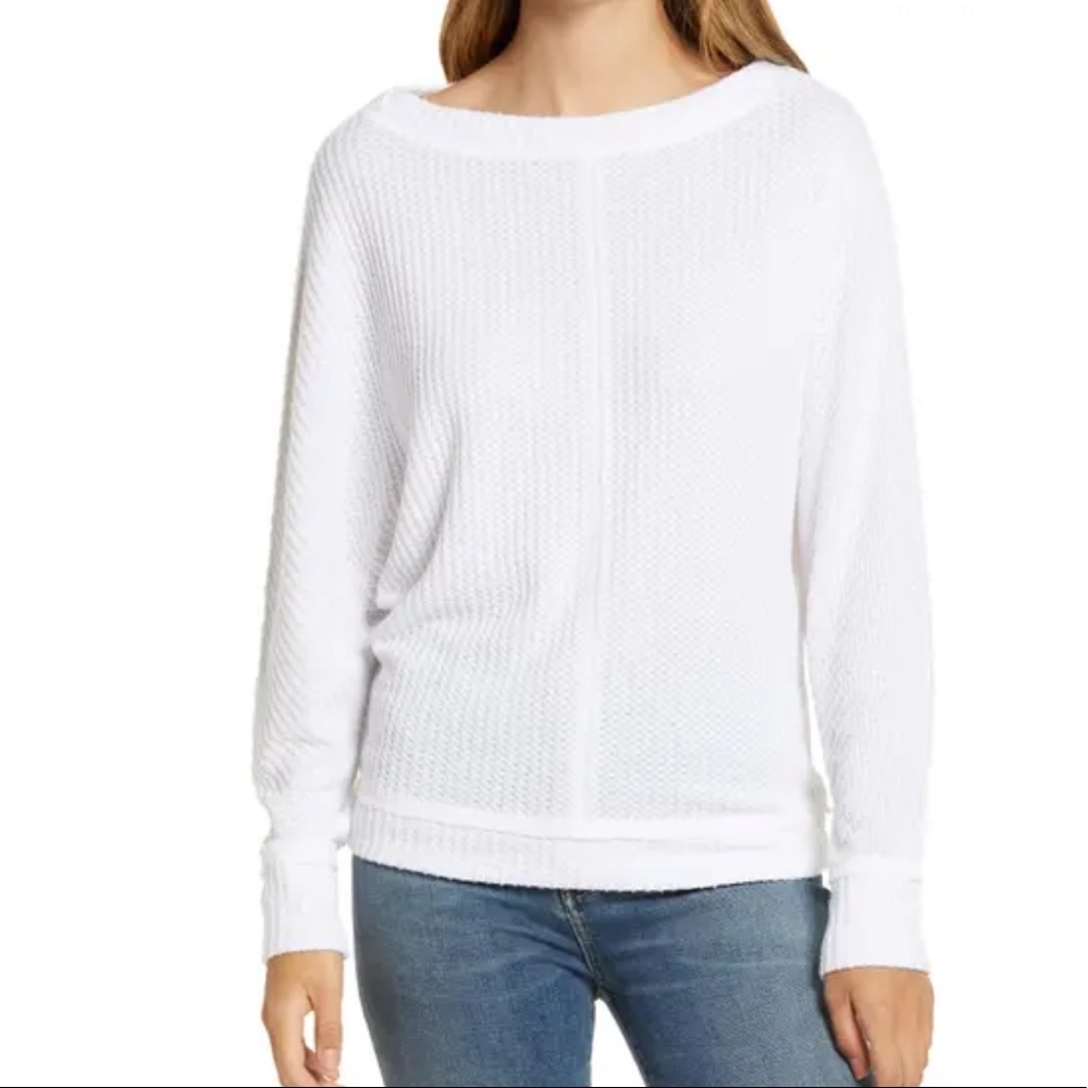 Caslon White Dolman Sleeve Thermal Top Size XS